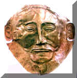 Maschera detta di Agamennone; arte micenea, museo archeologico di Atene 